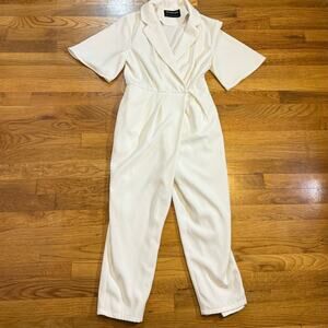 The Fifth Label Women’s XS White Collared V-neck Short Sleeve Pants Jumpsuit